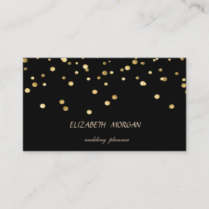 Elegant Stylish Simple,Black Faux Gold Confetti Business Card