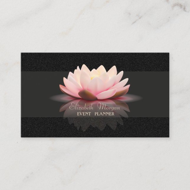 Elegant Stylish Simple,Black Lotus Business Card (Front)