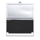 Elegant Stylish Simple- Black-Silver Monogram Business Card Holder (Front)