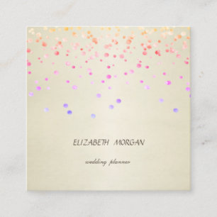 Elegant Stylish Simple, Colourful Confetti Square Business Card