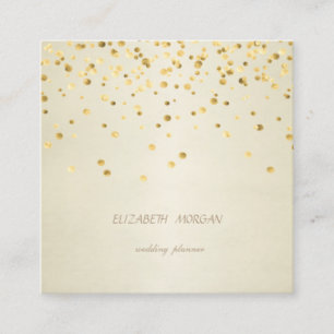 Elegant Stylish Simple, Faux Gold Confetti Square Business Card