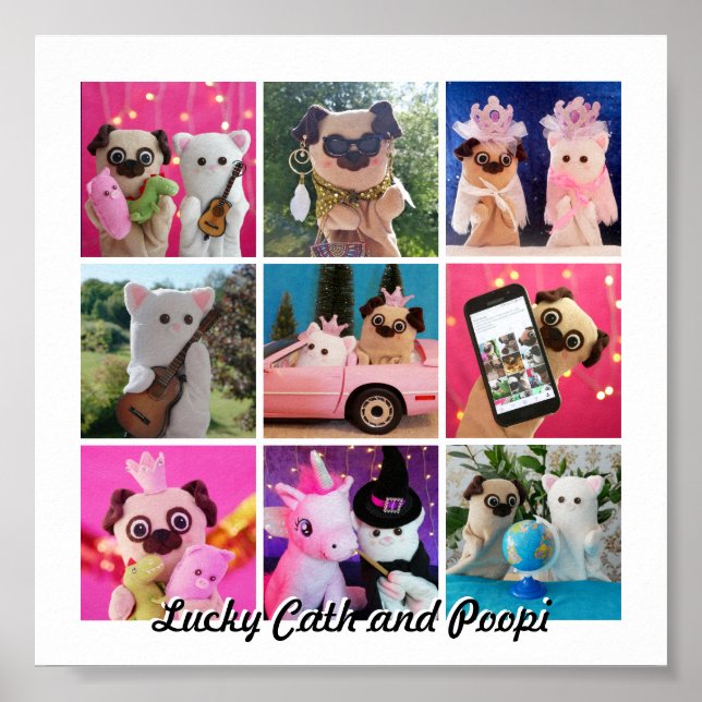 Elegant Stylish Simple Personalised Photo Collage Poster (Front)