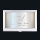 Elegant Stylish Simple Silver Monogram Business Card Holder<br><div class="desc">This image features silver  monogram on silver  background. Select the costume button to change the font style, colour and size.</div>