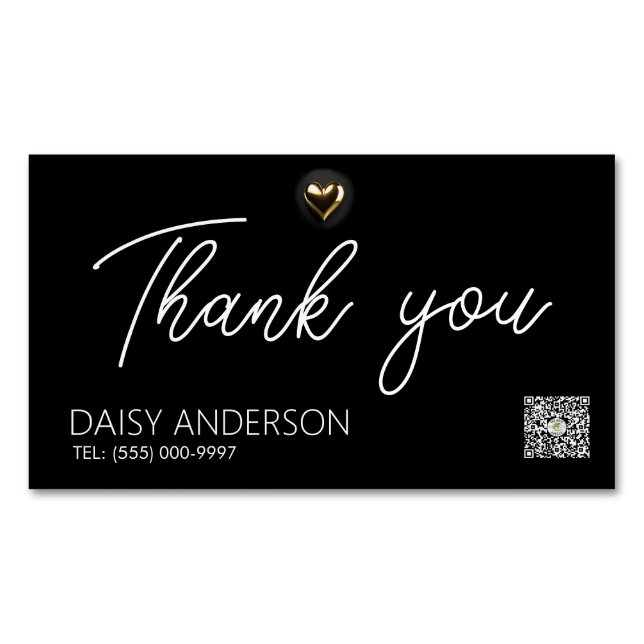 Elegant stylish Simple with Gold heart Business  Magnetic Business Card (Front)