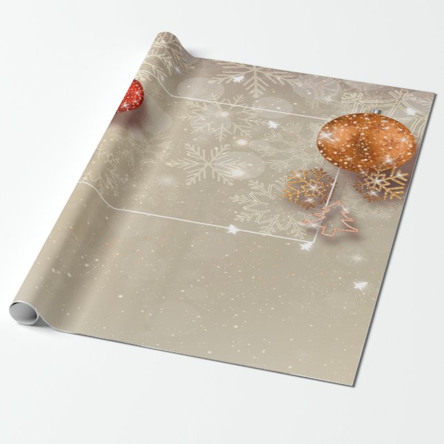 Elegant Stylish Snowflakes,Christmas Balls Holiday Wrapping Paper (Unrolled)