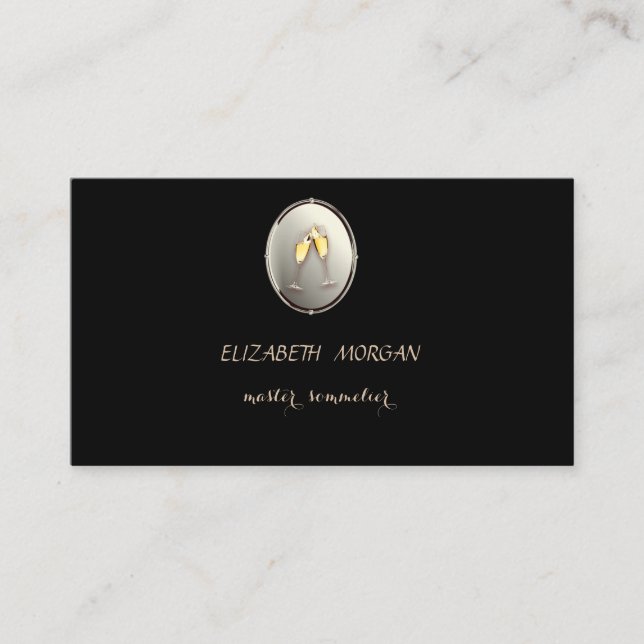 Elegant Stylish Sophisticated ,Black, Glass Business Card (Front)