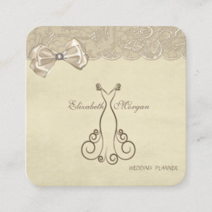 Elegant Stylish Sophisticated,Bow,Lace,Dress Square Business Card