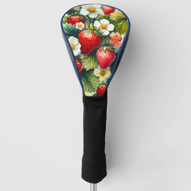 Elegant Stylish Strawberry Patch Daisy Flowers Golf Head Cover (Front)