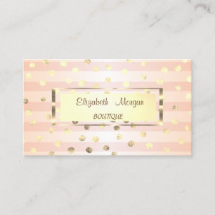 Elegant Stylish,Striped Gold Frame,Confetti Business Card