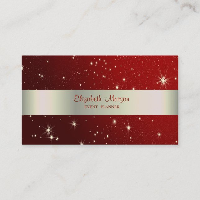 Elegant Stylish, Striped,Red Business Card (Front)