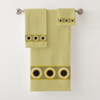 Elegant, Stylish Sunflowers on Beige Bath Towel Set