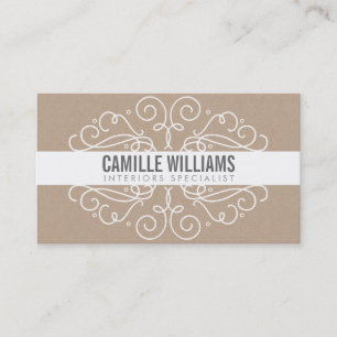 ELEGANT stylish swirls art nouveau Eco Kraft White Business Card