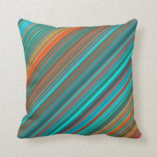 Elegant & Stylish Teal & Orange Stripe Pattern Cushion