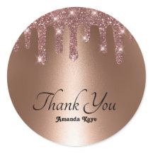 Elegant Stylish Thank You Rose Gold Faux Glitter 