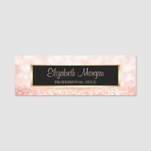 Elegant Stylish Trendy Glitter Bokeh, Frame Name Tag