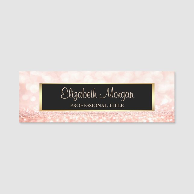 Elegant Stylish Trendy  Glitter Bokeh, Frame Name Tag (Front)