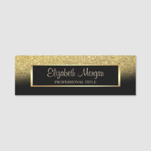 Elegant Stylish Trendy Gold Glitter Ombre, Frame Name Tag