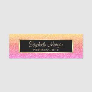 Elegant Stylish Trendy Ombre Glitter, Frame Name Tag