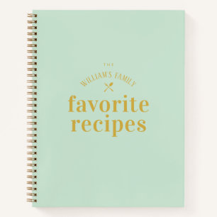 Elegant Stylish Trendy Sage Green Blank Recipe Notebook