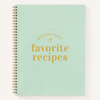 Elegant Stylish Trendy Sage Green Blank Recipe Notebook