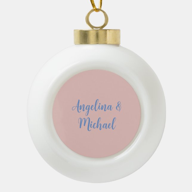 Elegant Stylish Trendy Unique Names Calligraphy Ceramic Ball Christmas Ornament (Front)