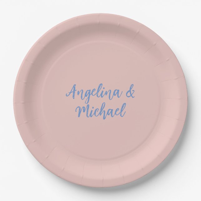 Elegant Stylish Trendy Unique Names Calligraphy Paper Plate (Front)