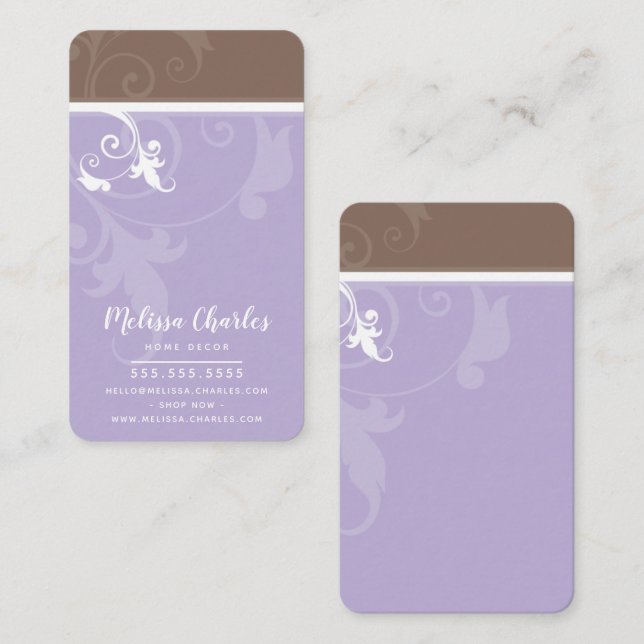ELEGANT stylish verve foliage lilac purple brown Business Card (Front/Back)