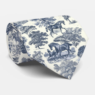 Elegant Stylish Vintage Blue Horses Country Toile Tie