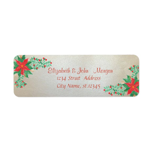 Elegant, Stylish Watercolor Christmas Poinsettia (Front)