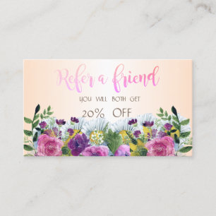 Elegant Stylish Watercolor Floral Referral Card