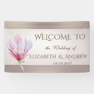Elegant Stylish Watercolor Magnolia Wedding Banner