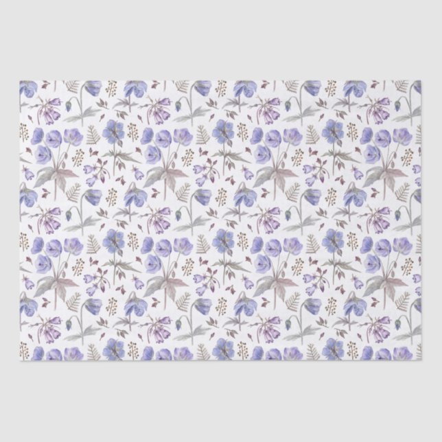 Elegant Stylish Watercolour Purple Wildflower Tissue Paper (Front)