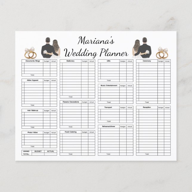 elegant stylish wedding planner paper sheet (Front)