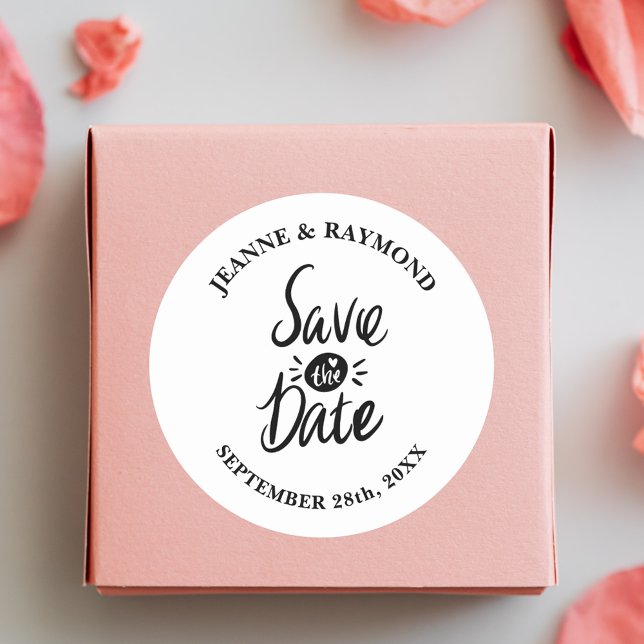 Elegant Stylish Wedding Save the date Classic Round Sticker (Creator Uploaded)