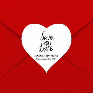 Elegant Stylish Wedding Save the date Heart Sticker