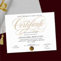 Elegant Stylish White And Gold Certificate Award