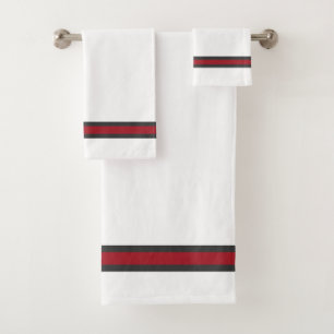 Elegant Stylish White Designer Stripe Luxury Bath Towel Set
