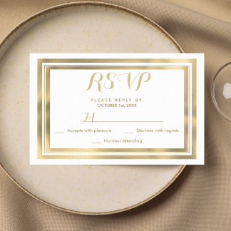 Elegant stylish white gold frame RSVP Card