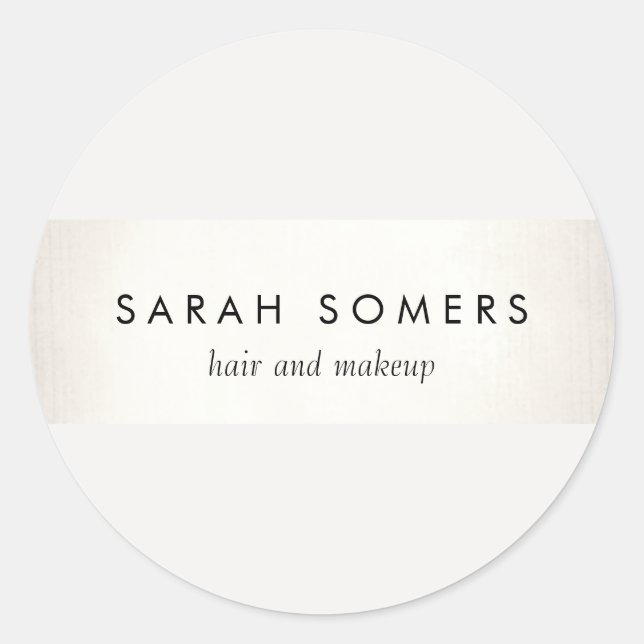 Elegant Stylish White Modern FAUX Silver Striped Classic Round Sticker (Front)