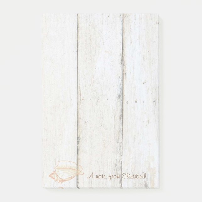 Elegant Stylish ,Wood Texture,Seashell Post-it Notes (Front)