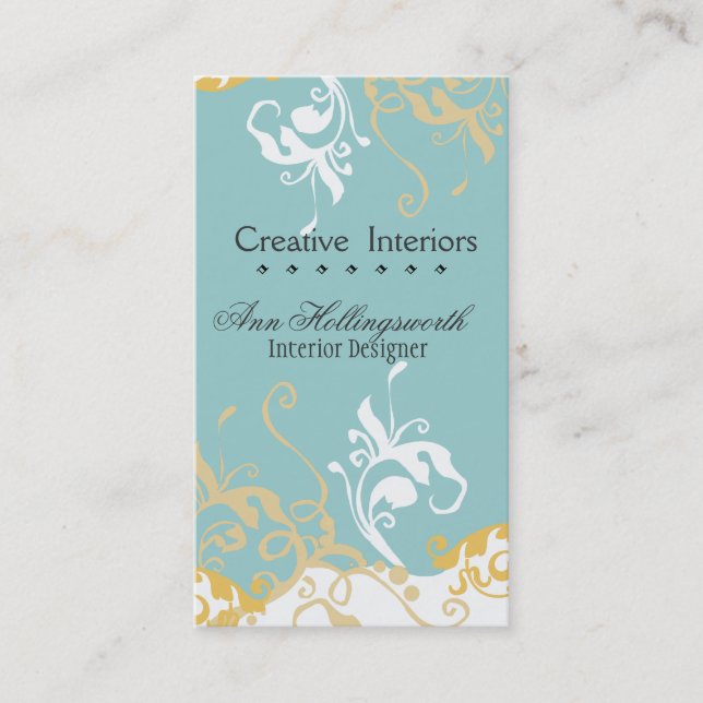 Elegant Subtle Artistic Floral Pastel Blue Daylily Business Card (Front)