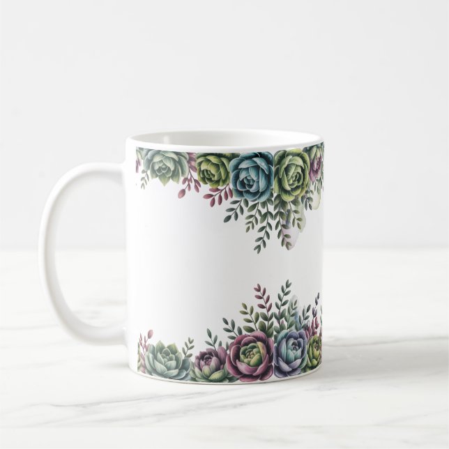Elegant Succulent Art Coffee Mug (Left)