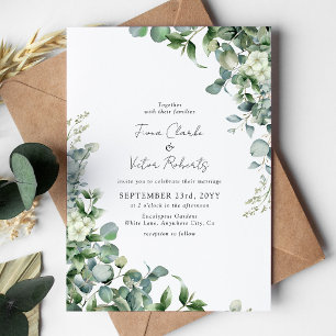 Elegant Succulent Eucalyptus Greenery Wedding Invi Invitation