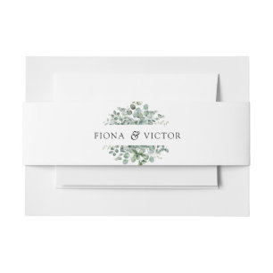 Elegant Succulent Eucalyptus Greenery Wedding Invitation Belly Band