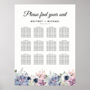 Elegant Succulent Floral Wedding Seating Chart