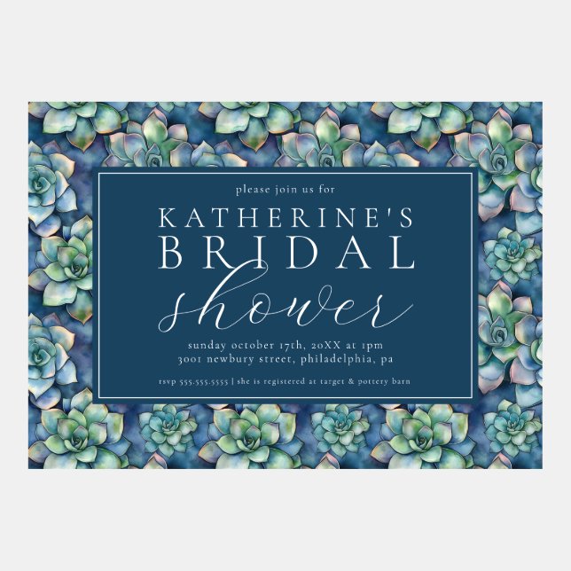 Elegant Succulent Garden Bridal Shower Invitation (Front)