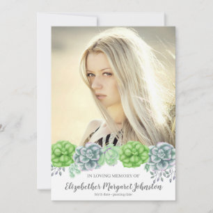 Elegant Succulent Garden In Loving Memory Funeral Thank You Card