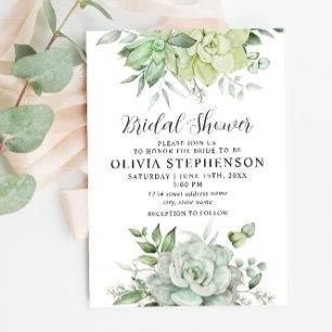 Elegant Succulent Greenery Bridal Shower Invitation
