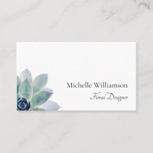 Elegant Succulent Greenery Script Typography Business Card