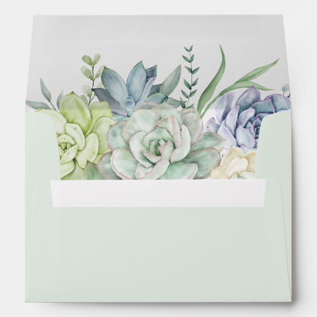 Elegant Succulent Greenery Wedding Envelope (Back (Bottom))